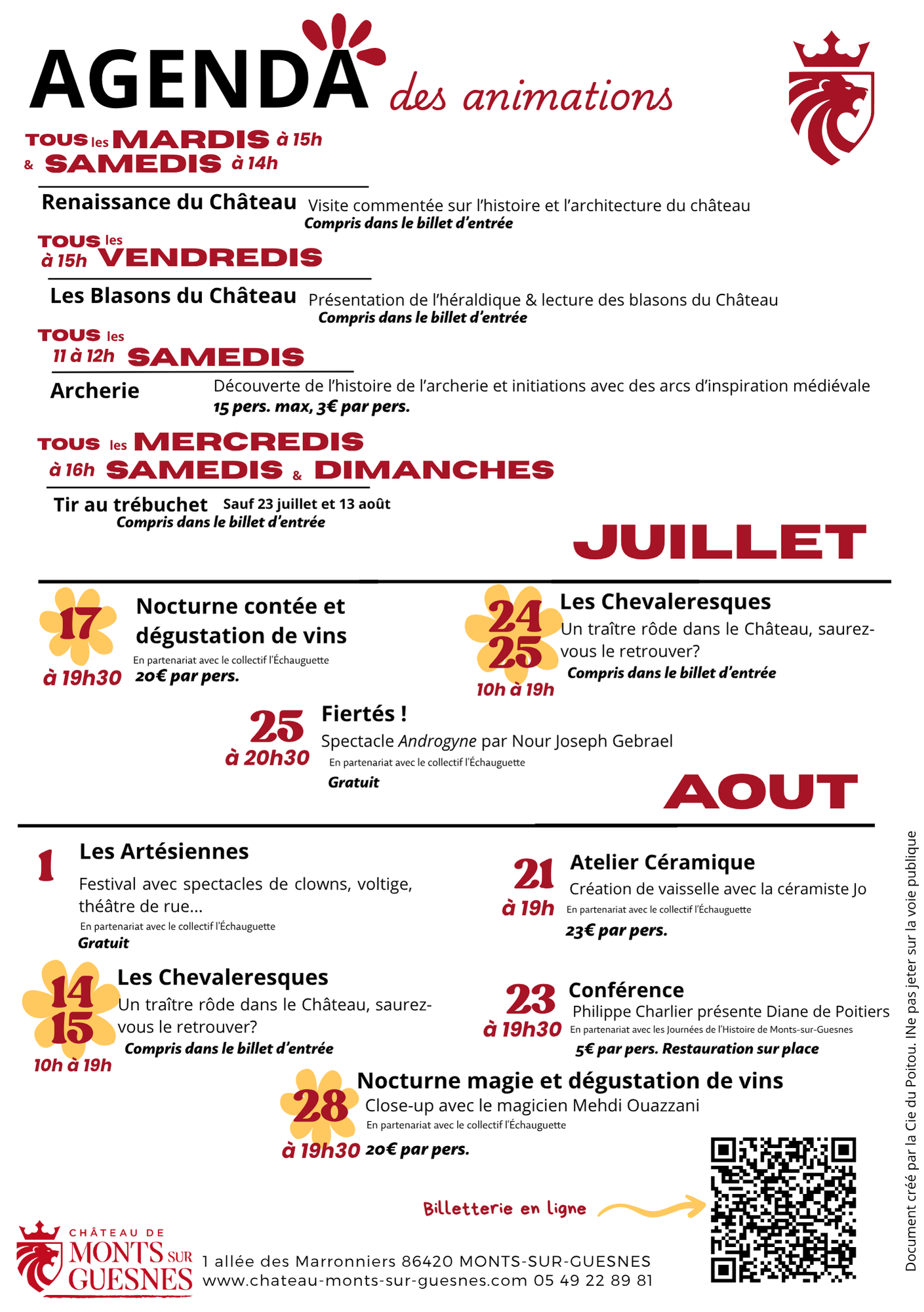 Programme estival 2025 Chateau MSG